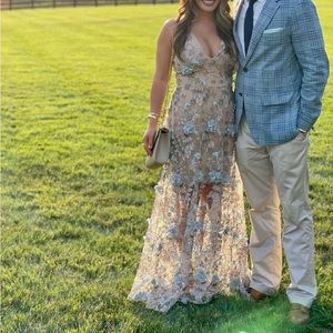 Dress the Population 3D floral overlay gown S